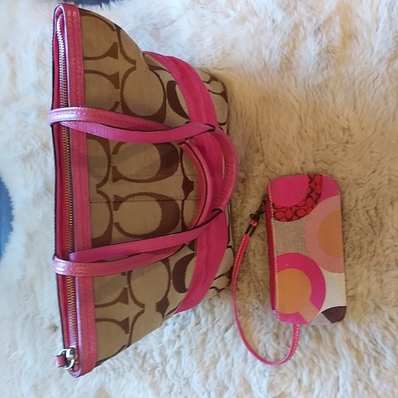 Vintage coach signature striped tote and shoulder bag. - Picture 3 of 10